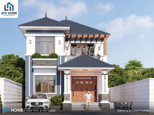 Mẫu nhà mái Nhật 2 tầng