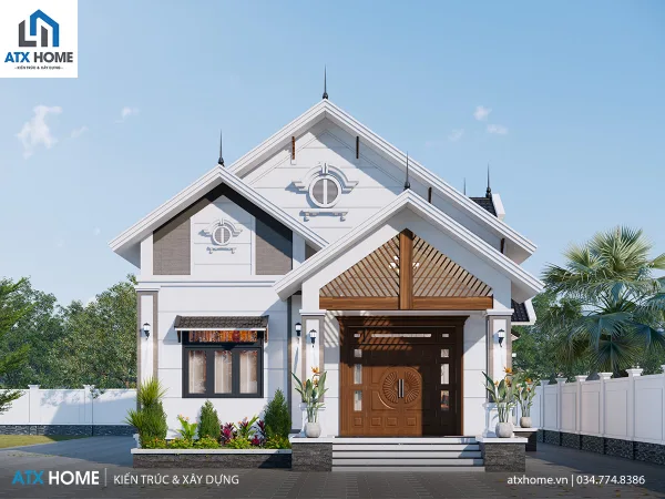 Mẫu nhà mái Thái 1 tầng