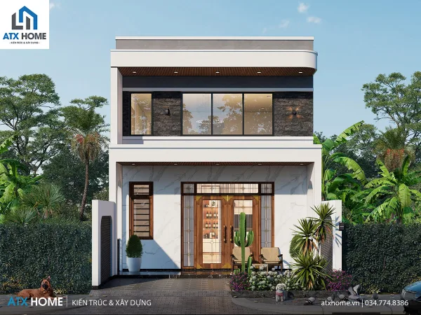 Mẫu nhà mái bằng 2 tầng