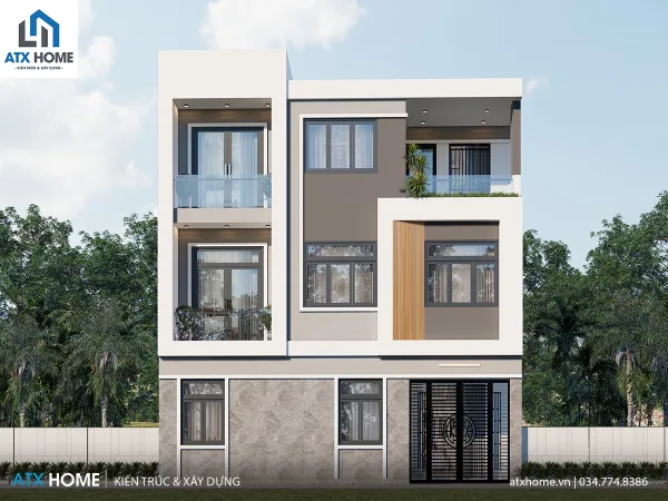 Mẫu nhà mái bằng 3 tầng