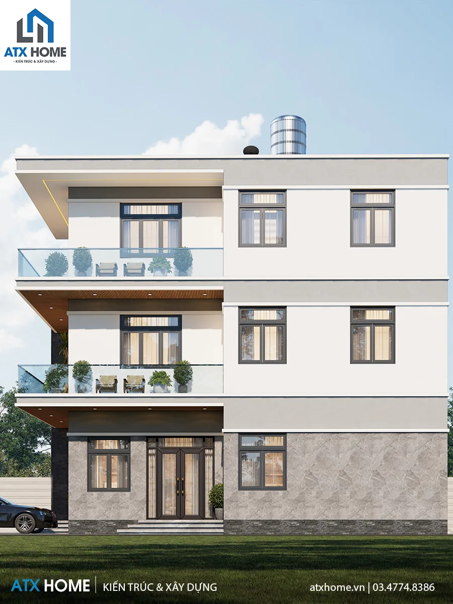 Mẫu nhà mái bằng 3 tầng