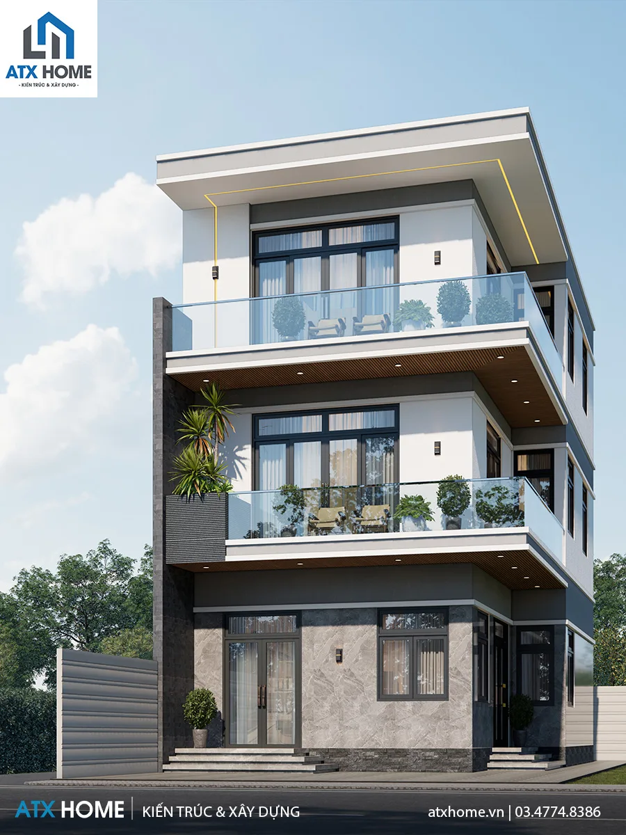 Mẫu nhà mái bằng 3 tầng