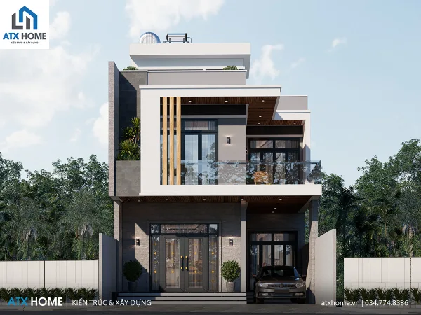 Mẫu nhà mái bằng 3 tầng