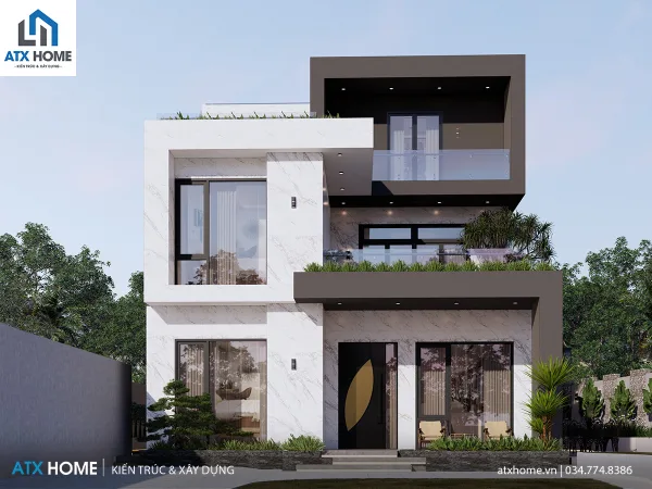 Mẫu nhà mái bằng 3 tầng