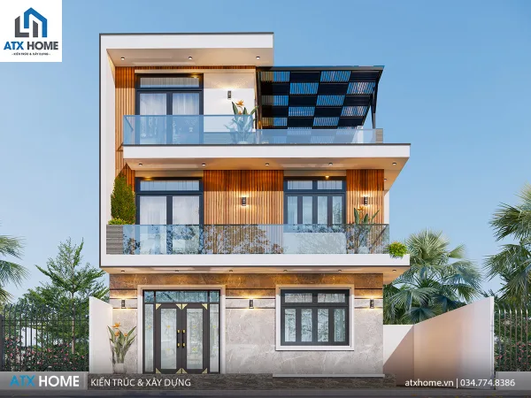 Mẫu nhà mái bằng 3 tầng