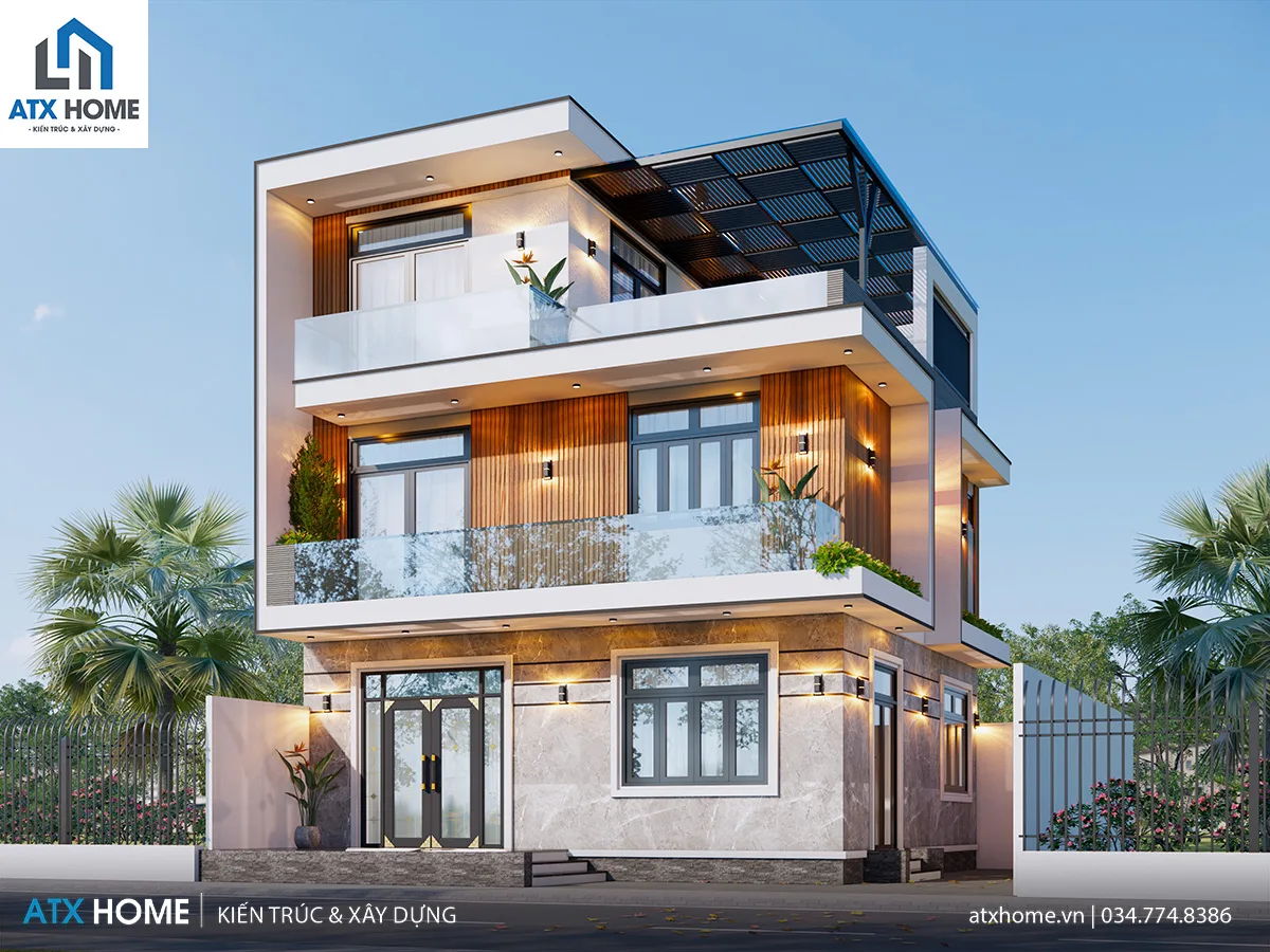 Mẫu nhà mái bằng 3 tầng