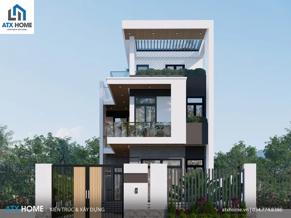 Mẫu nhà mái bằng 3 tầng