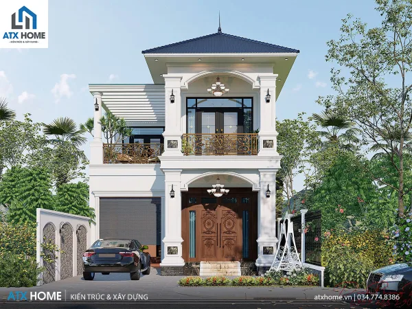 Mẫu nhà mái Nhật 2 tầng