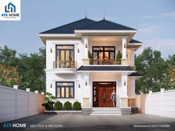 Mẫu nhà mái Nhật 2 tầng