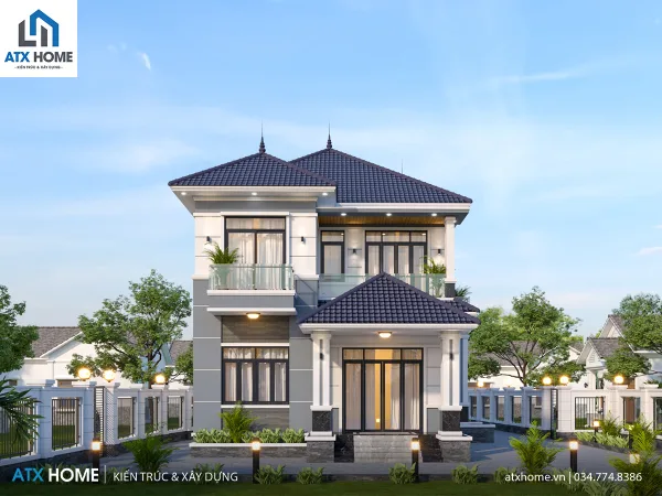 Mẫu nhà mái Nhật 2 tầng