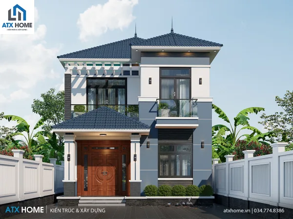 Mẫu nhà mái Nhật 2 tầng