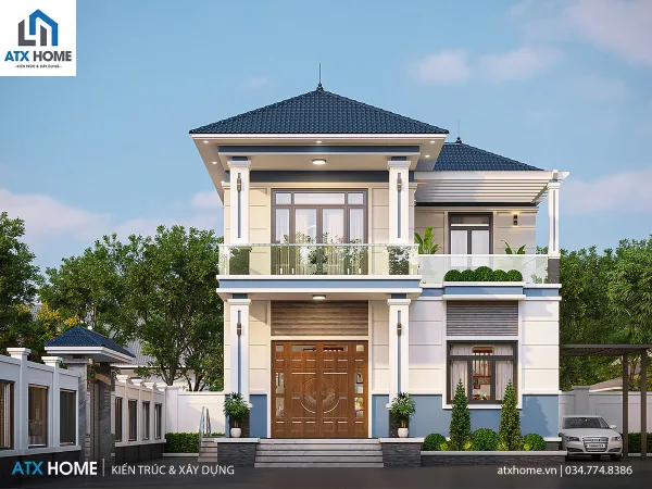 Mẫu nhà mái Nhật 2 tầng