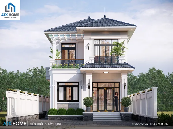 Mẫu nhà mái Nhật 2 tầng