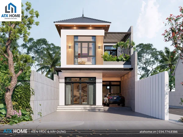 Mẫu nhà mái Nhật 2 tầng