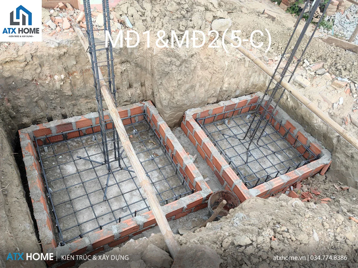 giám sát thi công ghép cốt pha và cốt thép cho dầm móng và đài móng đơn