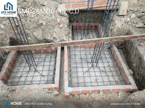 giám sát thi công ghép cốt pha và cốt thép cho dầm móng và đài móng đơn