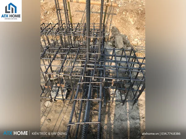 Giám sát công tác ghép cốt thép dầm móng, đài móng cọc tại nhà anh Tùng - Ba Vì