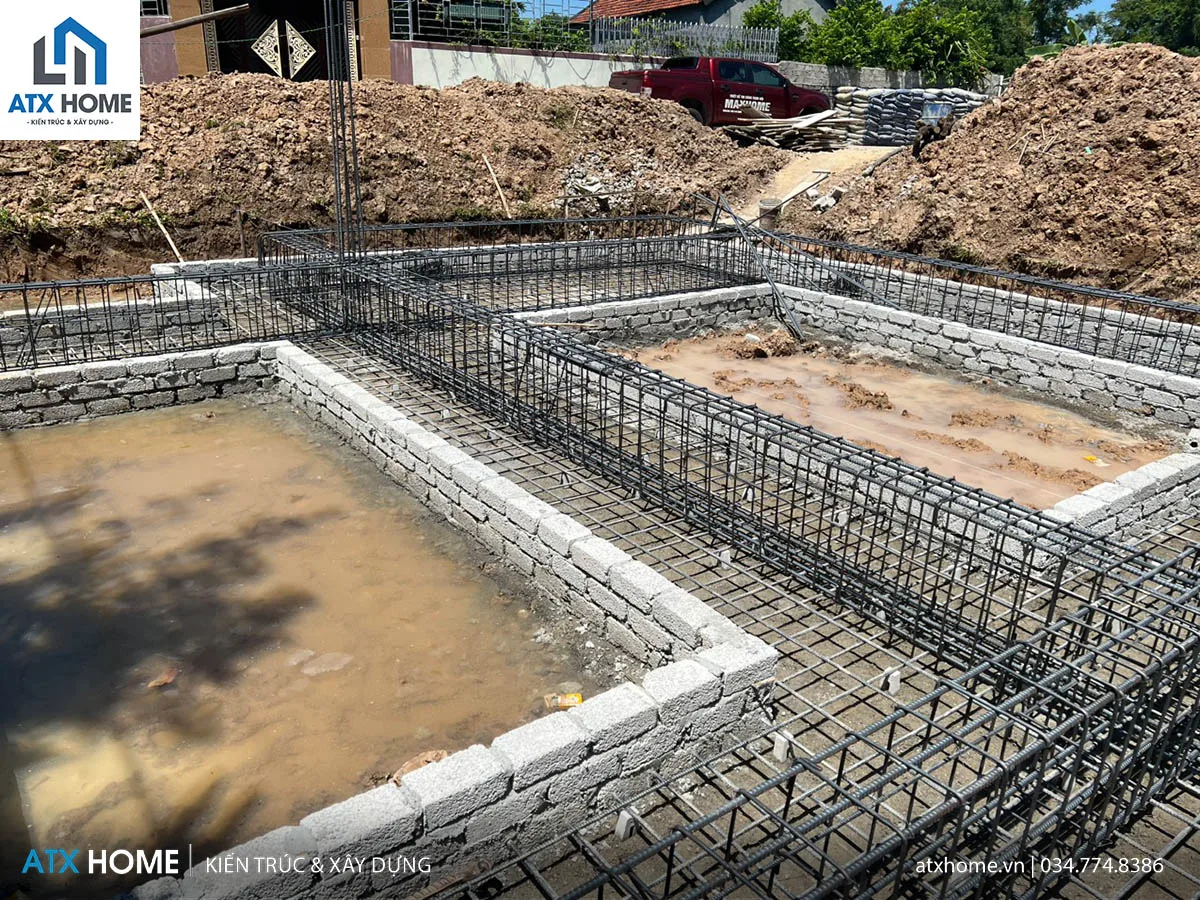 giám sát ghép cốp pha và cốt thép dầm móng, móng băng