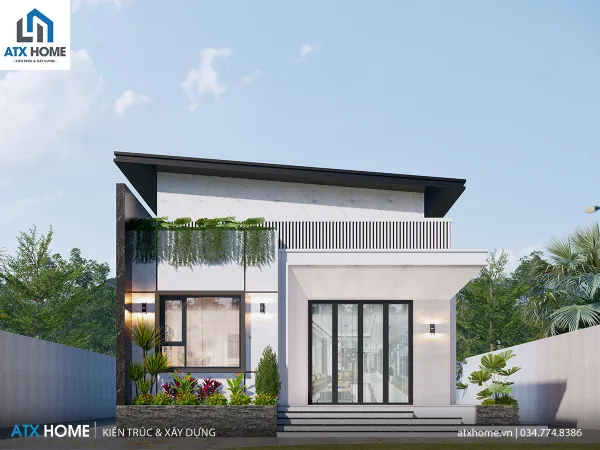 Nhà vườn mái lệch 1 tầng 120m² tối ưu cho gia đình nhỏ