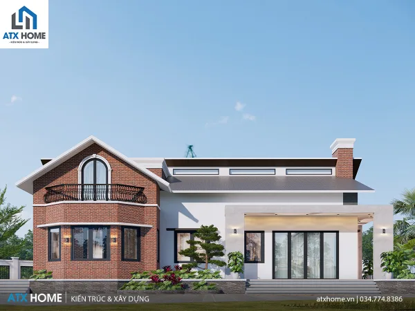 mẫu nhà mái lệch 2 tầng