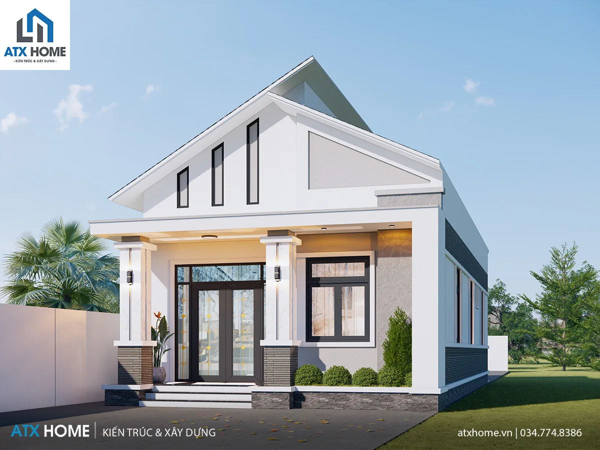 mẫu nhà mái lệch 1 tầng